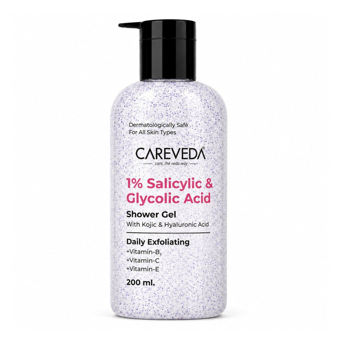 Image 1 of 200 ml / Pack of 1 for the product CareVeda Daily Exfoliating Sali-cinamide Shower Gel | Brightening & Hydrating Body Wash with AHA & BHA