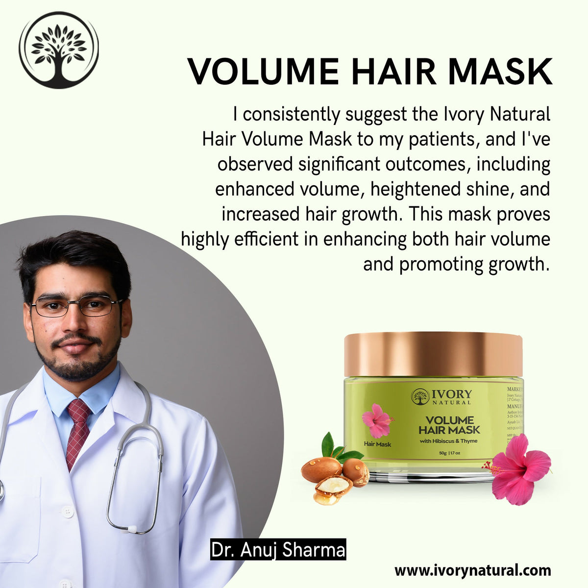 Image 9 of Ivory Natural Hair Volume Mask - Hair Volume And Length For Both Men & Women
