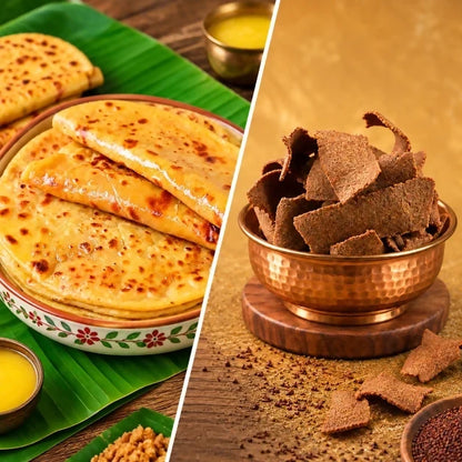Image 1 of combo for the product Tenali Ruchulu - Ghee Bobbatlu + Ragi Ribbon Pakodi