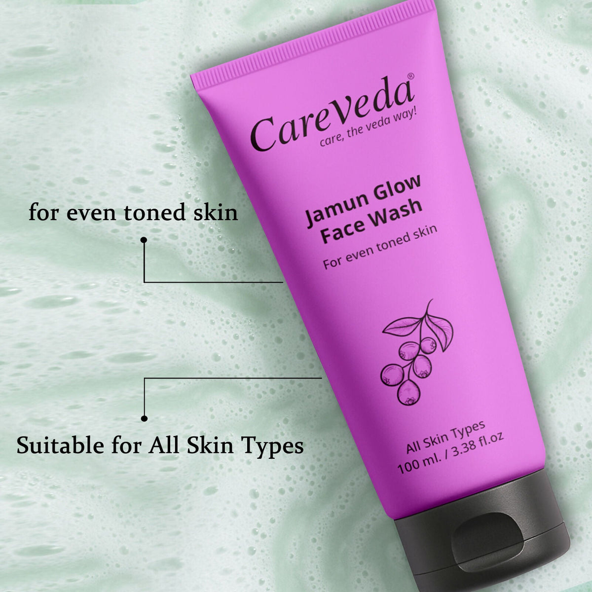 Image 5 of CareVeda Jamun Glow Face Wash For Even Toned Skin Suitable For All Skin Types
