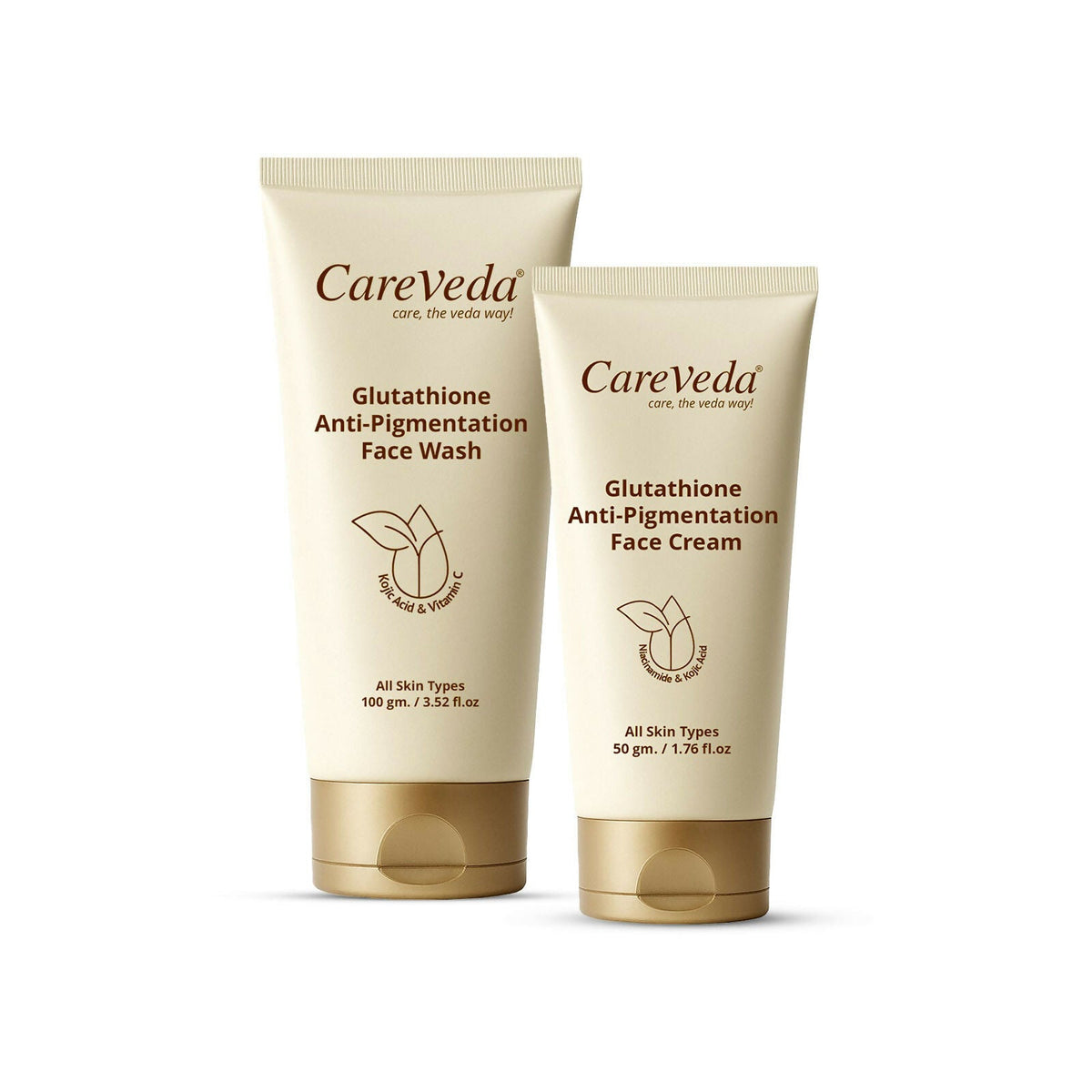 Image 1 of Pack of 1 for the product CareVeda Glutathione Skin Care Set of 2 | Face Wash & Cream for Bright, Even-Toned Skin | Anti-Pigmentation, Anti-Dullness & Deep Nourishment | Glow Boost for Men & Women