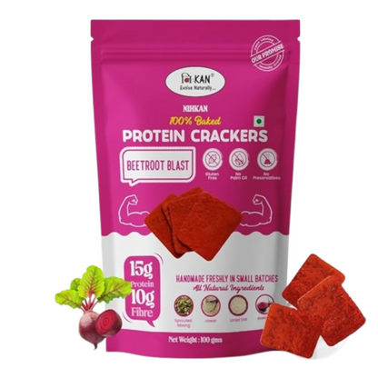 Image 1 of 100 gm / Pack of 1 for the product NIHKAN Beetroot Protein Thin Crackers