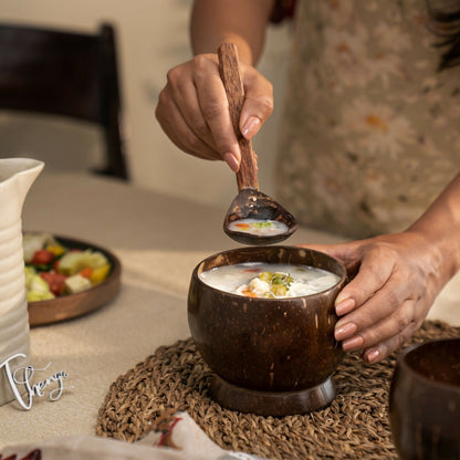 Image 6 of Thenga Coconut Shell Artisan Soup Bowl & Soup Spoon