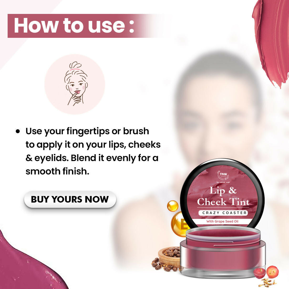 Image 5 of The Natural Wash Crazy Coaster Lip & Cheek Tint with Grape Seed Oil