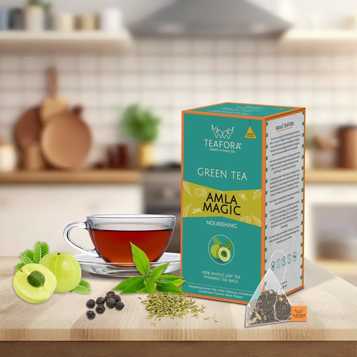 Image 2 of TEAFORA Amla Magic Green Tea | 20 Count Pyramid Tea Bags