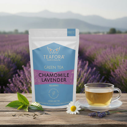 Image 2 of TEAFORA Chamomile Lavender Green Tea | Loose Leaf Tea | Calming & Relaxing Chamomile Sleep Tea | Bedtime Tea | 100% NATURAL | Brew Hot or Iced Tea