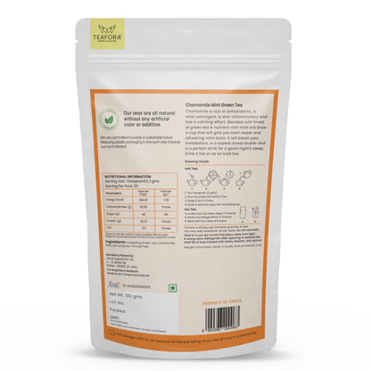 Image 4 of TEAFORA Chamomile Mint Green Tea | Darjeeling Loose Leaf Tea | Natural Sleep Tea with Calming & Relaxing Properties | 50 Cups Hot or Iced Tea