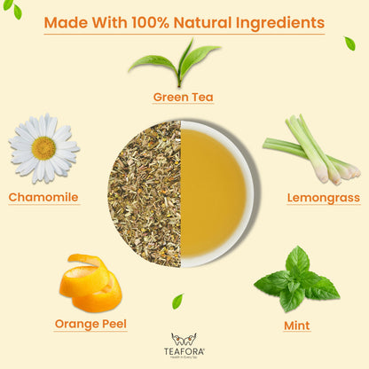 Image 3 of TEAFORA Chamomile Mint Green Tea | Darjeeling Loose Leaf Tea | Natural Sleep Tea with Calming & Relaxing Properties | 50 Cups Hot or Iced Tea