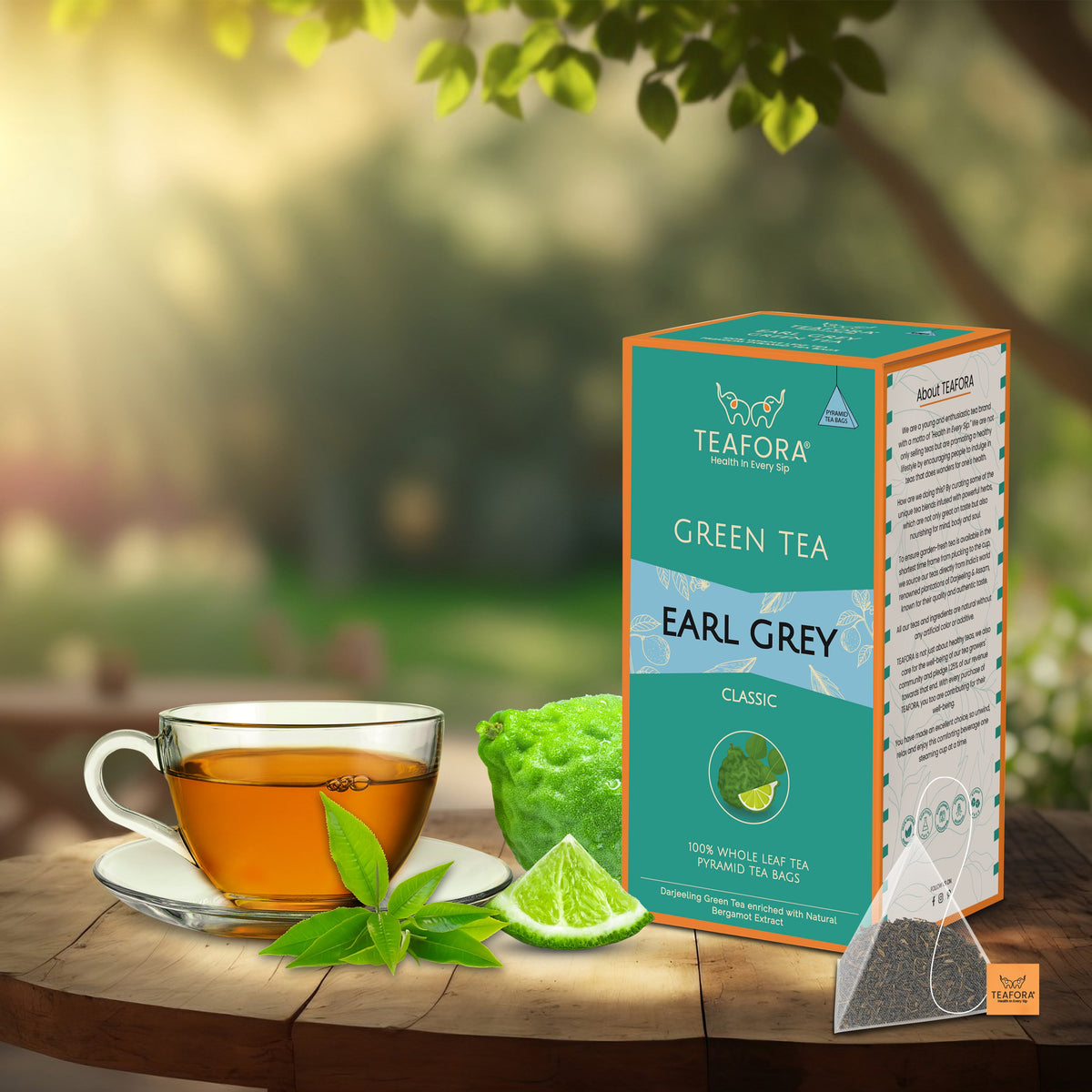 Image 2 of TEAFORA Earl Grey Green Tea | 20 Count Pyramid Tea Bags