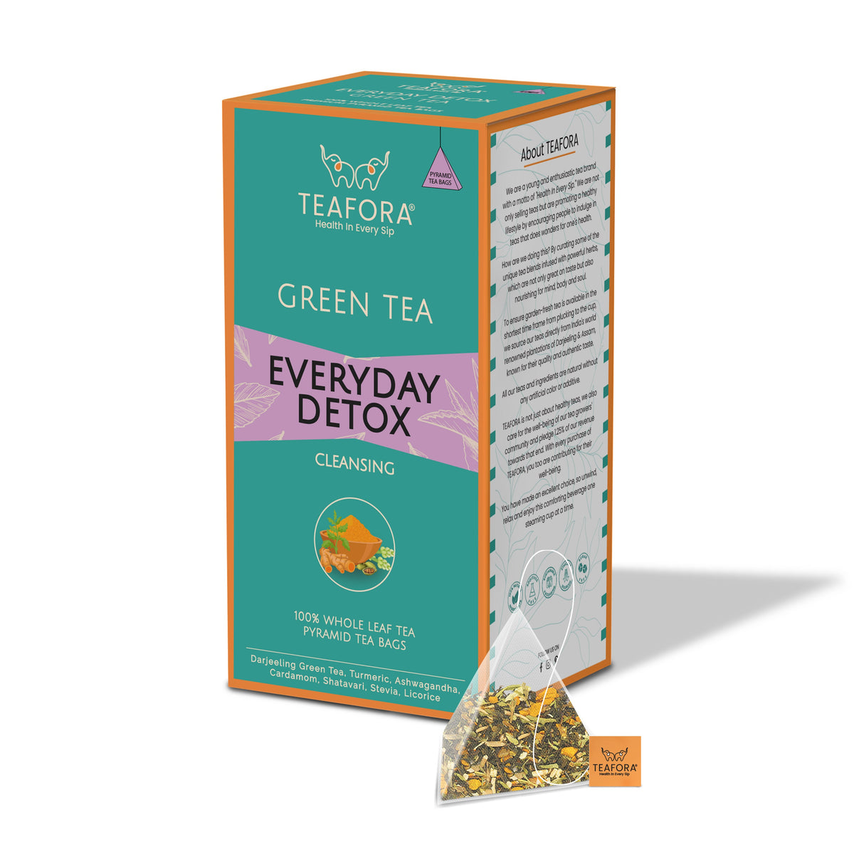 Image 3 of TEAFORA Everyday Detox Green Tea Bags | 20 Count Pyramid Tea Bags