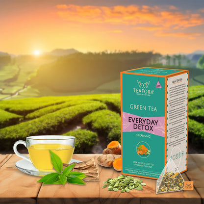 Image 2 of TEAFORA Everyday Detox Green Tea Bags | 20 Count Pyramid Tea Bags