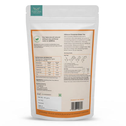Image 4 of TEAFORA Hibiscus Cinnamon Green Tea | Darjeeling Loose Leaf | 100% Natural Hibiscus Flower, Cinnamon & Clove | Delicious & Refreshing | Brew Hot or Iced Tea