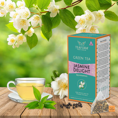 Image 2 of TEAFORA Jasmine Delight Green Tea | 20 Count Pyramid Tea Bags
