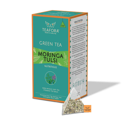 Image 3 of TEAFORA Moringa Tulsi Green Tea | 20 Count Pyramid Tea Bags