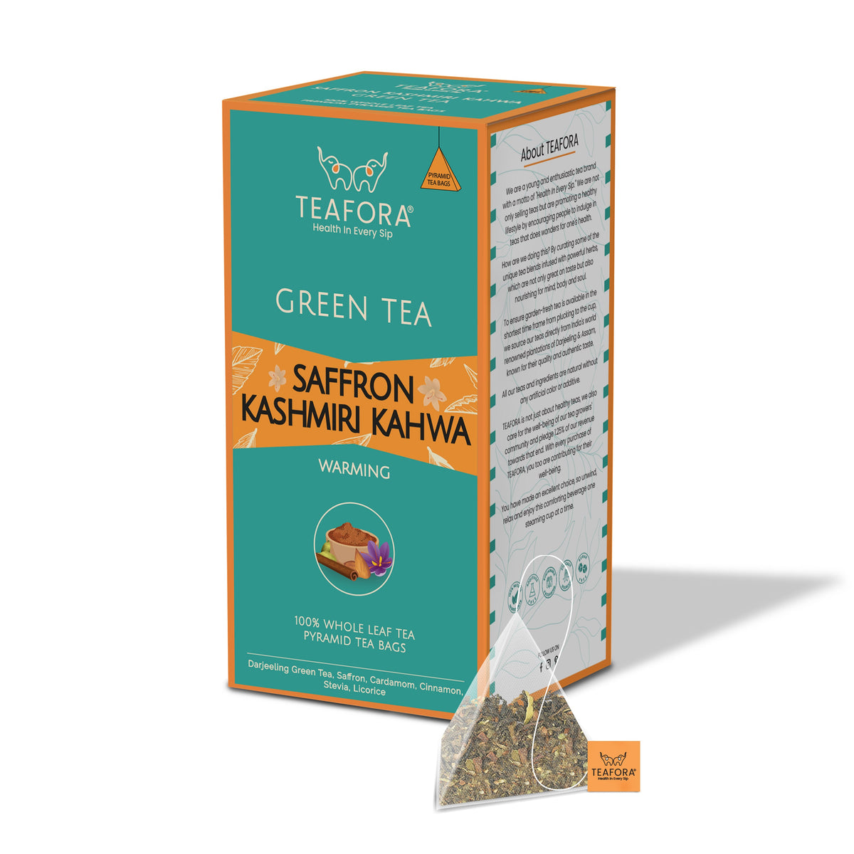 Image 3 of TEAFORA Saffron Kashmiri Kahwa | 20 Count Pyramid Tea Bags