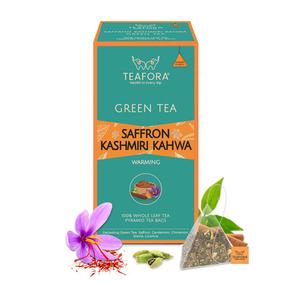 Image 1 of TEAFORA Saffron Kashmiri Kahwa | 20 Count Pyramid Tea Bags