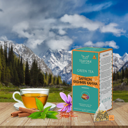 Image 2 of TEAFORA Saffron Kashmiri Kahwa | 20 Count Pyramid Tea Bags