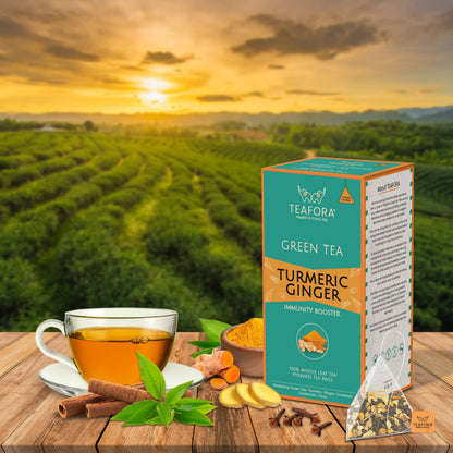 Image 2 of TEAFORA Turmeric Ginger Green Tea | 20 Count Pyramid Tea Bags