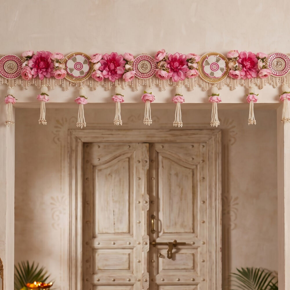 Image 2 of Renu's Creation Pink Floral Bloom Toran