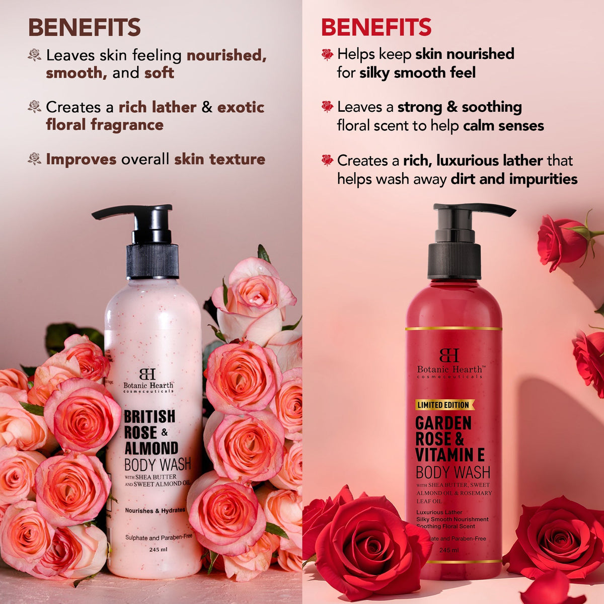 Image 2 of Botanic Hearth Garden Rose Vitamin E & British Rose Almond BodyWash