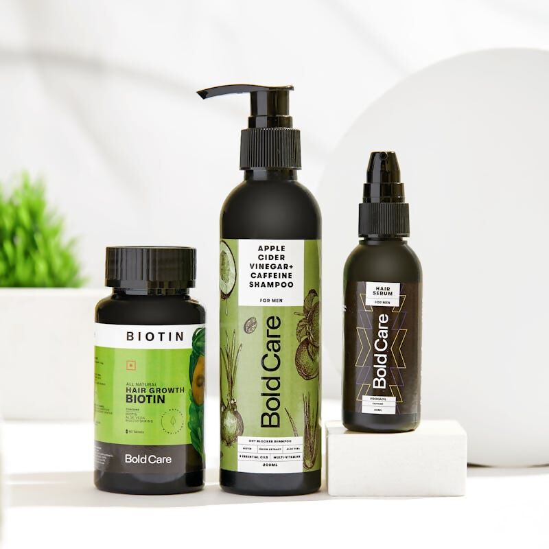 Image 1 of Bold Care DHT Blocker Shampoo + Procapil Serum + Biotin Supplements Combo