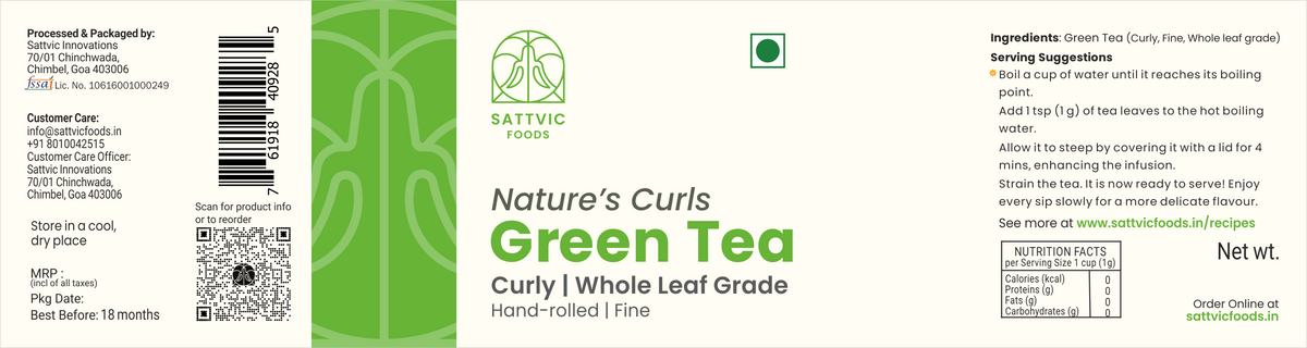 Image 6 of Sattvic Foods Green Tea - Nature’s Curls | Whole Leaf Grade