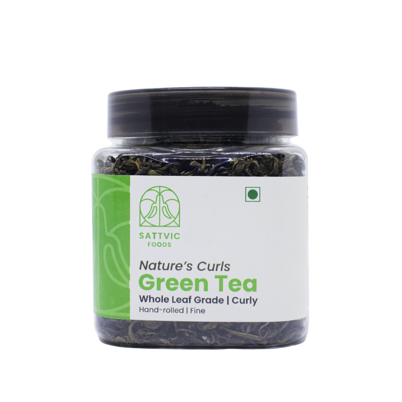 Image 9 of 170 gm for the product Sattvic Foods Green Tea - Nature’s Curls | Whole Leaf Grade