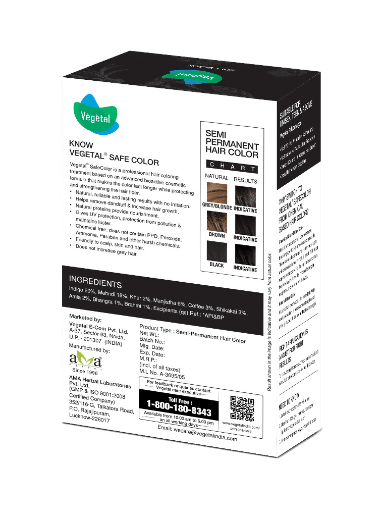 Image 2 of Vegetal Safe Color, Hair Color - Soft Black (Black)