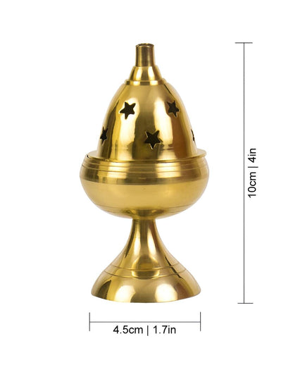 Image 3 of Spillbox Gold-Toned Brass Akhand Diya With Stand Pooja Essential