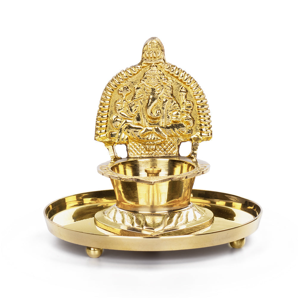 Image 5 of My Borosil Shree Ganapti Diya Brass, Large