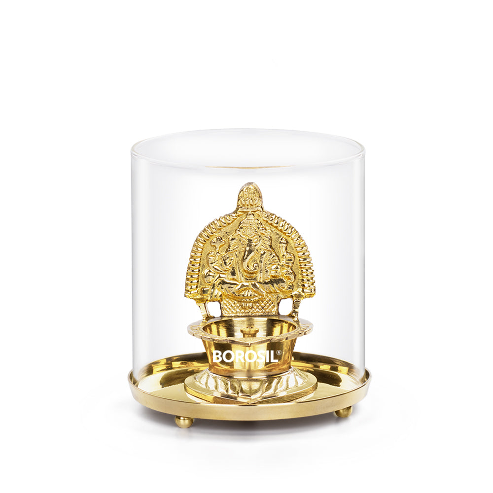 Image 6 of My Borosil Shree Ganapti Diya Brass, Large