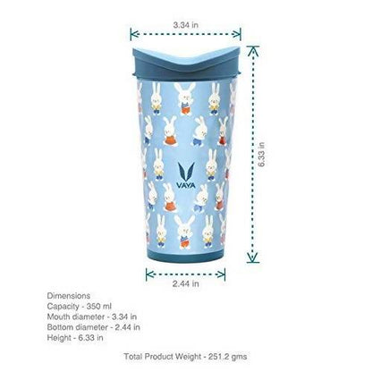 Image 5 of Vaya Drynk Stainless Steel Strawless Silicone Bunnies Print Spout Tumbler With Spill-Proof Pediasafe Lid - 350ml (Blue)