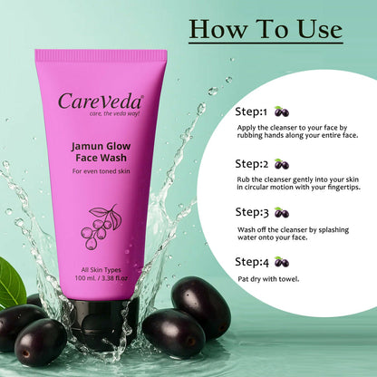 Image 8 of CareVeda Jamun Glow Face Wash For Even Toned Skin Suitable For All Skin Types