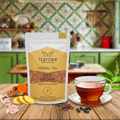 Image 2 of TEAFORA Desi Kadha | Immunity Booster Herbal Tea | Indian Superfoods Turmeric, Amla, Tulsi, Ginger & Rock Salt | Relaxing & Warming | 100% NATURAL