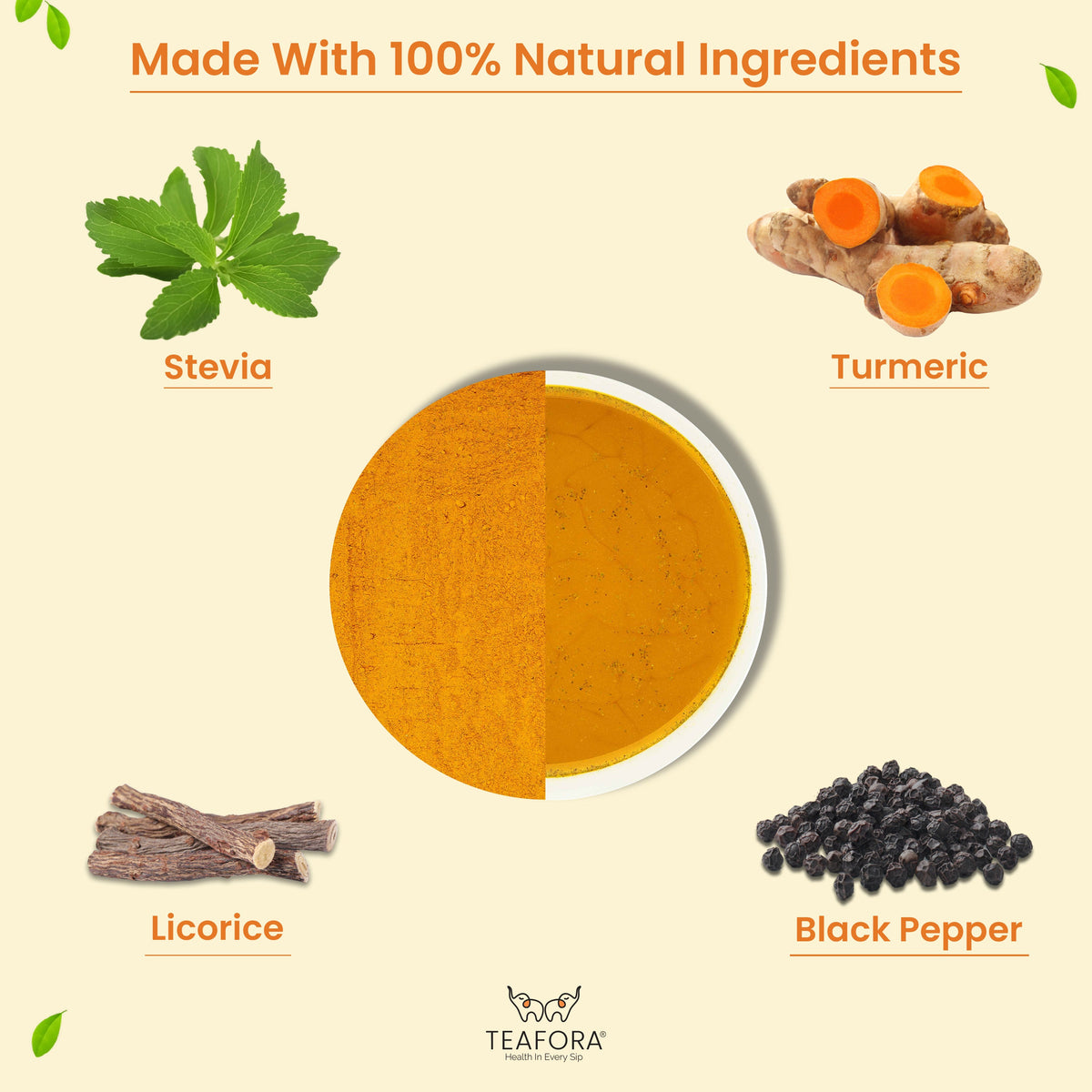 Image 3 of TEAFORA Original Turmeric Latte | Golden Milk Powder | Authentic Indian Remedy | Reduces Inflammation & Supports Immunity | 100% NATURAL INGREDIENTS