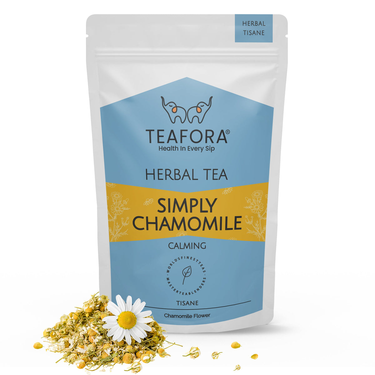 Image 1 of TEAFORA Simply Chamomile Herbal Tea | CAFFEINE-FREE | Calming & Relaxing Chamomile Sleep Tea | 100% NATURAL | Brew Hot or Iced Tea