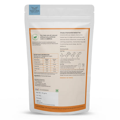 Image 3 of TEAFORA Simply Chamomile Herbal Tea | CAFFEINE-FREE | Calming & Relaxing Chamomile Sleep Tea | 100% NATURAL | Brew Hot or Iced Tea