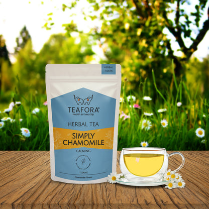 Image 2 of TEAFORA Simply Chamomile Herbal Tea | CAFFEINE-FREE | Calming & Relaxing Chamomile Sleep Tea | 100% NATURAL | Brew Hot or Iced Tea
