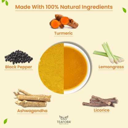 Image 3 of TEAFORA Turmeric Ashwagandha Latte | Golden Milk Powder | Authentic Indian Remedy | Supports Immunity and Improves Overall Health | 100% NATURAL