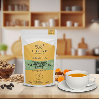Image 2 of TEAFORA Turmeric Ashwagandha Latte | Golden Milk Powder | Authentic Indian Remedy | Supports Immunity and Improves Overall Health | 100% NATURAL
