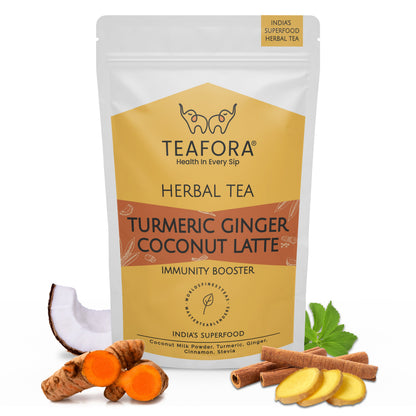 Image 1 of TEAFORA Turmeric Ginger Coconut Latte | Indian Superfoods with Coconut Milk Powder | Aids Digestion, Relieves Stress & Supports Immunity | 100% NATURAL