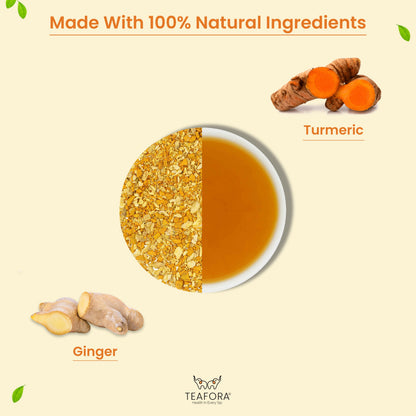 Image 3 of TEAFORA Turmeric Ginger Herbal Tea | Indian Superfoods | Aids Digestion & Supports Immunity | Stress Relief Tea | 100% NATURAL INGREDIENTS