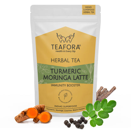 Image 1 of TEAFORA Turmeric Moringa Latte | Blend of Indian Superfoods Turmeric, Moringa, Licorice & Black Pepper | Supports Immunity | 100% NATURAL INGREDIENTS