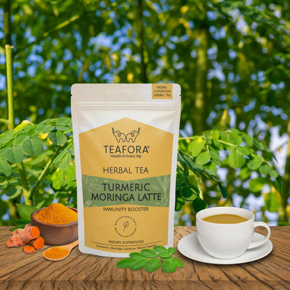 Image 2 of TEAFORA Turmeric Moringa Latte | Blend of Indian Superfoods Turmeric, Moringa, Licorice & Black Pepper | Supports Immunity | 100% NATURAL INGREDIENTS
