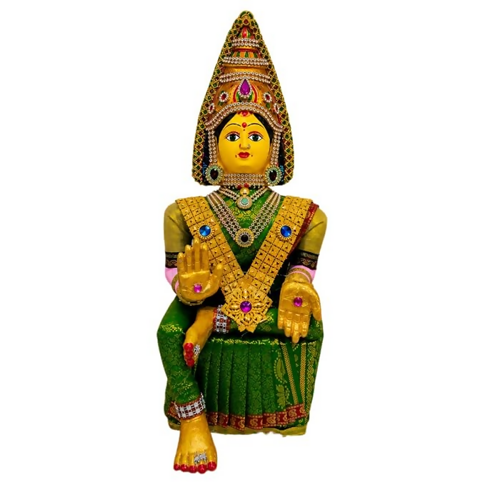 Image 1 of 15 Inch for the product SRI YAGNAA - Varalakshmi Ammavari Decorated Doll - Green