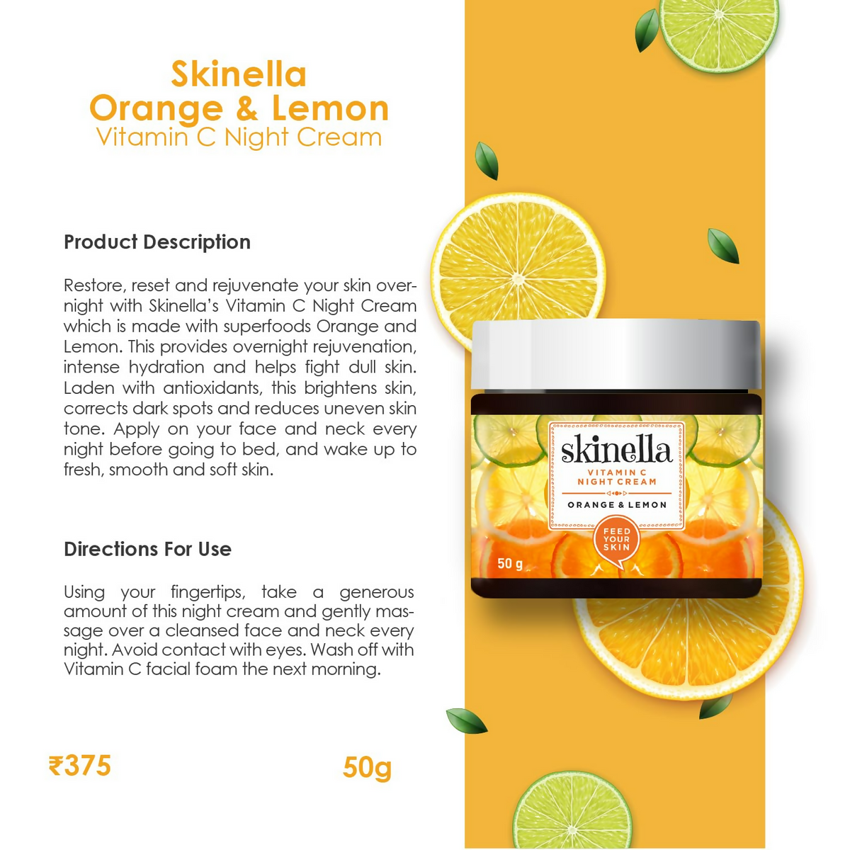 Image 8 of Skinella Vitamin C Night Cream-Orange Lemon