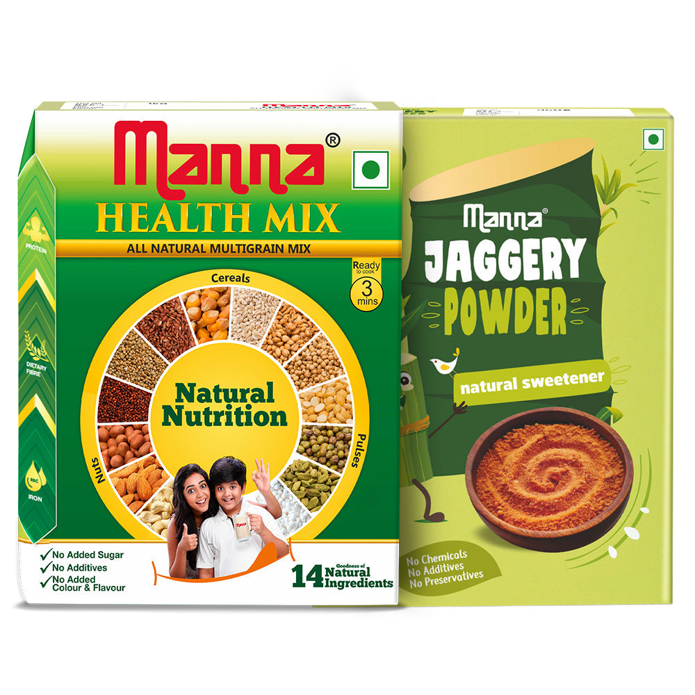 Image 1 of Manna Health Mix and Jaggery Powder Combo