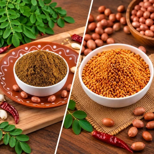 Image 1 of combo for the product Tenali Ruchulu Podi Combo: Palli Podi + Munagaku Karam Podi