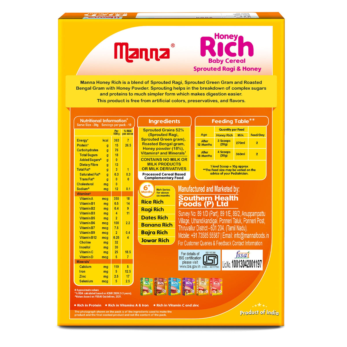 Image 7 of Manna Baby Cereal Sprouted Ragi and Honey powder 12 months