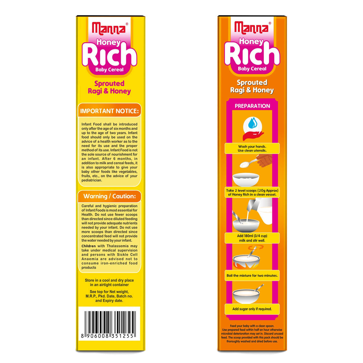 Image 8 of Manna Baby Cereal Sprouted Ragi and Honey powder 12 months